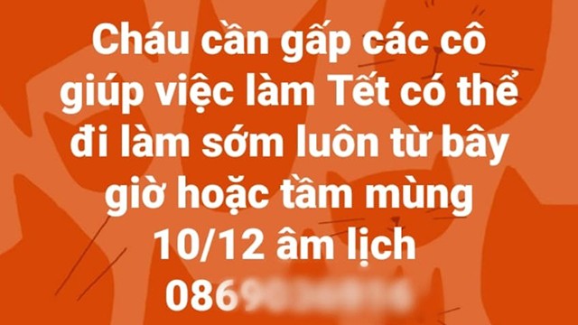 Trông nhà, giúp việc ngày Tết: Lương cả triệu đồng/ngày vẫn khó tìm người