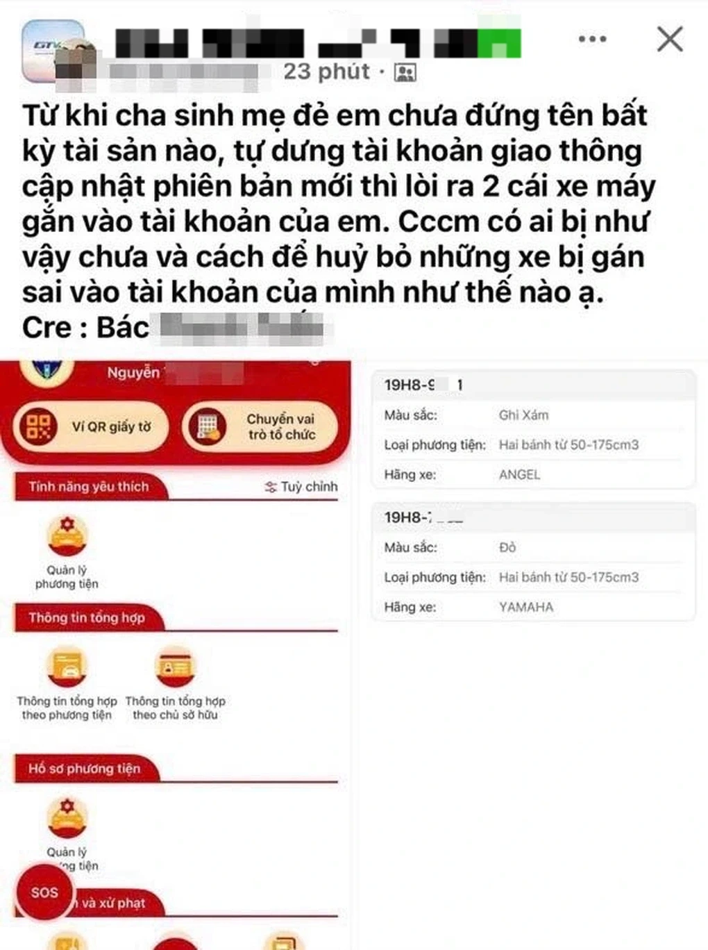 Nội dung anh T. phản ánh trên mạng xã hội. Ảnh: Chụp màn hình