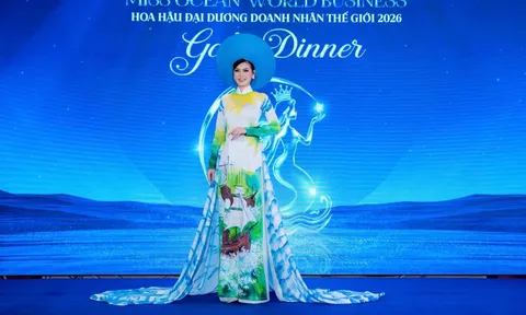 Áo dài đấu giá 500 triệu đồng lan tỏa giá trị nhân ái tại Hoa hậu Đại dương Doanh nhân Thế giới 2026