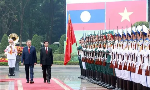 Tổng Bí thư Tô Lâm chủ trì Lễ đón Tổng Bí thư, Chủ tịch nước Lào Thongloun Sisoulith