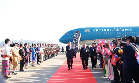 Lễ đón Tổng Bí thư Tô Lâm tại sân bay quốc tế Wattay, Lào