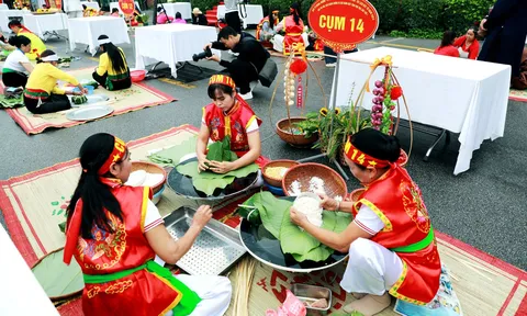 Tái hiện tinh hoa bánh chưng, bánh giầy trong ngày hội tri ân Vua Hùng