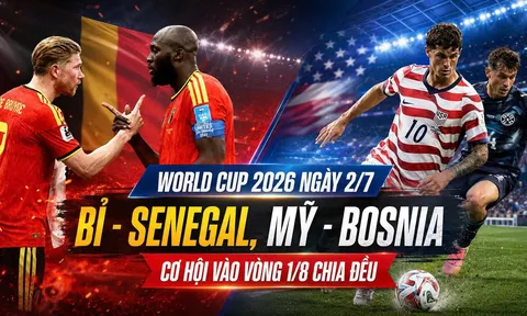 Nhận định World Cup 2026, ngày 2/7: Cơ hội vào vòng 1/16 chia đều cho cả Bỉ, Senegal, Mỹ, Bosnia & Herzegovina