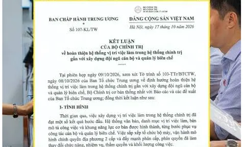 Bộ Chính trị ban hành Kết luận về hoàn thiện hệ thống vị trí việc làm gắn với xây dựng đội ngũ cán bộ và quản lý biên chế