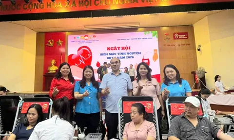 Phường Cầu Giấy tiếp nhận 465 đơn vị máu tại Ngày hội hiến máu tình nguyện “Xuân Hồng” đợt 2 năm 2026