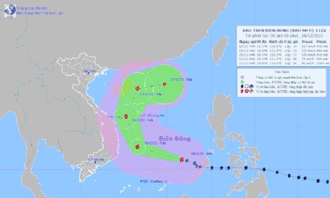 Bão số 9 cách đảo Song Tử Tây 250km, gió giật cấp 17, cảnh báo rủi ro thiên tai cấp 4