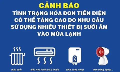 Thiết bị sưởi ấm “ngốn” rất nhiều điện, tiền điện có thể tăng cao