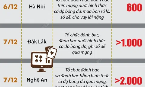 (Infographic) Liên tiếp phát hiện, triệt phá thành công nhiều đường dây đánh bạc, cá độ bóng đá