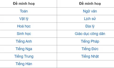 Đề minh hoạ thi tốt nghiệp THPT 2023