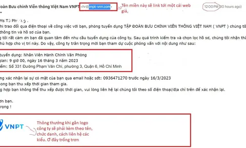 Cảnh báo mạo danh doanh nghiệp lớn gửi mail lừa đảo tuyển dụng