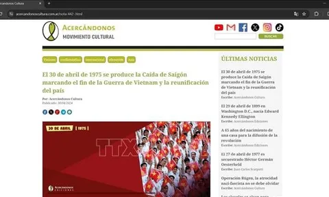 49 năm thống nhất đất nước: Truyền thông Argentina đưa tin đậm nét về Chiến thắng 30/4