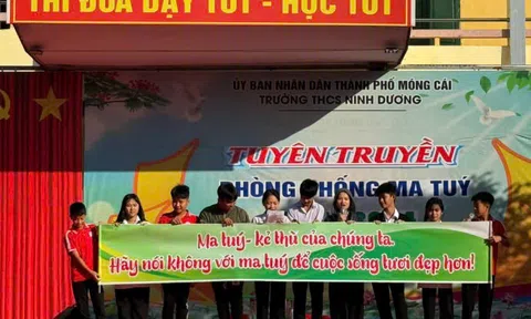 TP Móng Cái: Trường THCS Ninh Dương tổ chức ngoại khóa tuyên truyền phòng, chống ma túy cho học sinh