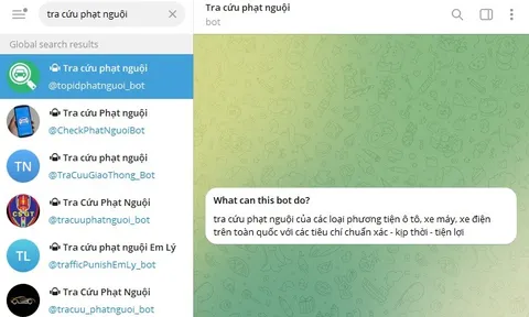 Tra cứu phạt nguội thông qua ứng dụng Telegram mới nhất 2025