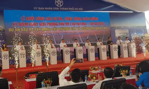 Khởi công xây dựng cầu Thượng Cát nhân kỷ niệm 71 năm Ngày Giải phóng Thủ đô