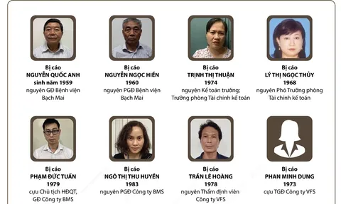 [infographic] Xét xử nguyên Giám đốc Bệnh viện Bạch Mai Nguyễn Quốc Anh và đồng phạm