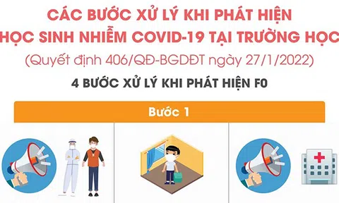 (Infographic) Các bước xử lý khi phát hiện học sinh nhiễm COVID-19 tại trường học