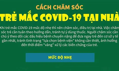 (Infographic) Cách chăm sóc trẻ mắc COVID-19 mức độ nhẹ tại nhà