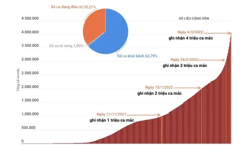 (Interactive) Việt Nam ghi nhận 4 triệu ca mắc COVID-19