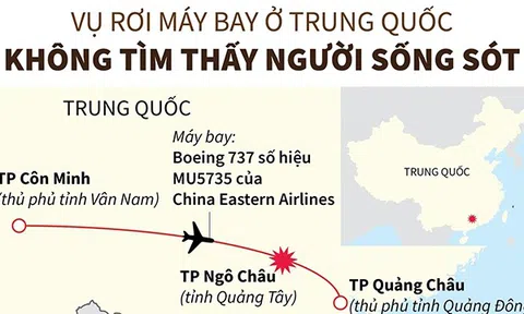 (Infographic) Vụ rơi máy bay ở Trung Quốc: Không tìm thấy người sống sót