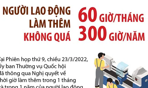 (Infographic) Người lao động làm thêm không quá 300 giờ/năm và 60 giờ/tháng