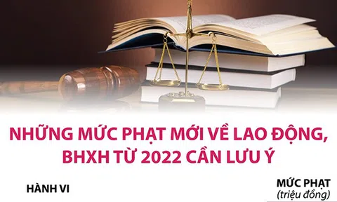 (Infographic) Những mức phạt mới về lao động, BHXH từ 2022 cần lưu ý