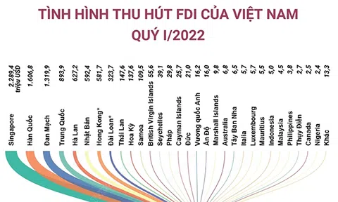 (Interactive) Tình hình thu hút FDI của Việt Nam quý I/2022