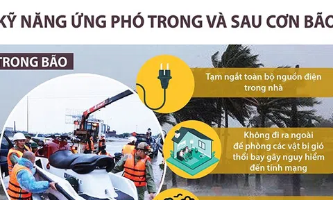 (Infographic) Kỹ năng ứng phó trong và sau cơn bão