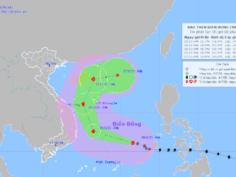 Bão số 9 cách đảo Song Tử Tây 250km, gió giật cấp 17, cảnh báo rủi ro thiên tai cấp 4