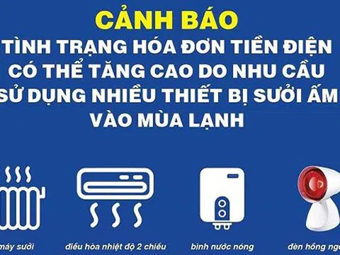 Thiết bị sưởi ấm “ngốn” rất nhiều điện, tiền điện có thể tăng cao