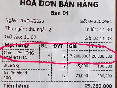 Ly cà phê 7,2 triệu ở Lâm Đồng: ‘Chủ quán cà phê tự in hóa đơn để câu view’