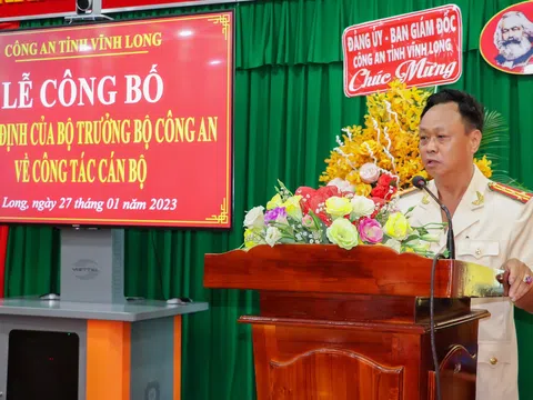 Đại tá Trà Quang Thanh giữ chức Phó Giám đốc Công an tỉnh Vĩnh Long