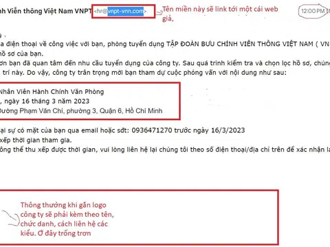 Cảnh báo mạo danh doanh nghiệp lớn gửi mail lừa đảo tuyển dụng