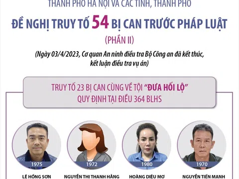 (Infographic) Vụ án xảy ra tại Bộ Ngoại giao, Hà Nội và các tỉnh, thành phố: Đề nghị truy tố 54 bị can trước pháp luật (Phần 2)