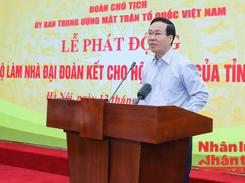 Chủ tịch nước Võ Văn Thưởng dự Lễ phát động ủng hộ làm nhà Đại đoàn kết tặng hộ nghèo tỉnh Điện Biên