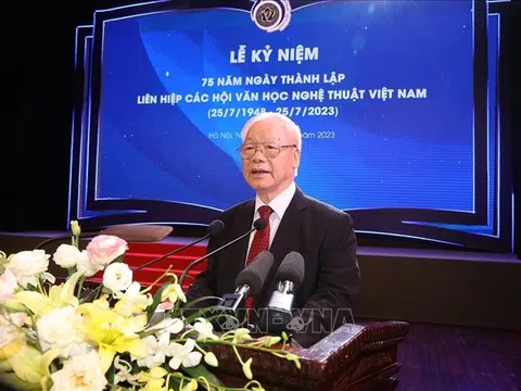 Tổng Bí thư dự Lễ kỷ niệm 75 năm Ngày thành lập Liên hiệp các Hội VHNT Việt Nam