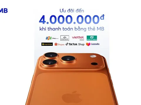Chủ thẻ tín dụng MB mua điện thoại iPhone 17 được giảm đến 4 triệu đồng