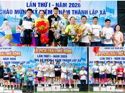Giải Pickleball mở rộng lần thứ I năm 2026: Dấu ấn thể thao chào mừng một năm thành lập xã Vạn An