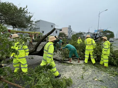 Lực lượng CSGT chung sức khắc phục hậu quả từ siêu bão Noru (bão số 4)