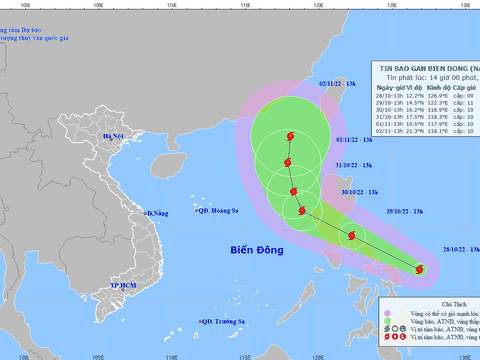 Bão Nalgae tiếp tục mạnh thêm và đổi hướng liên tục