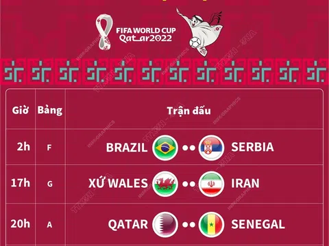 Lịch thi đấu World Cup 2022 ngày 25/11/2022