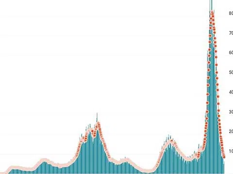 (Interactive) Mỹ có thể đang bước qua đỉnh dịch mới do biến thể Omicron gây ra