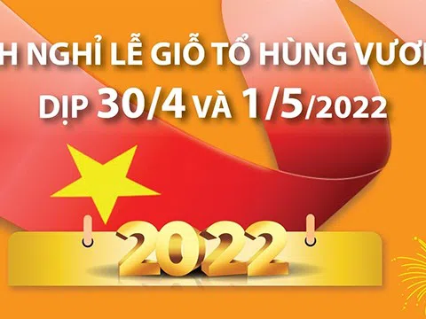 (Infographic) Lịch nghỉ lễ Giỗ Tổ Hùng Vương, dịp 30/4 và 1/5/2022