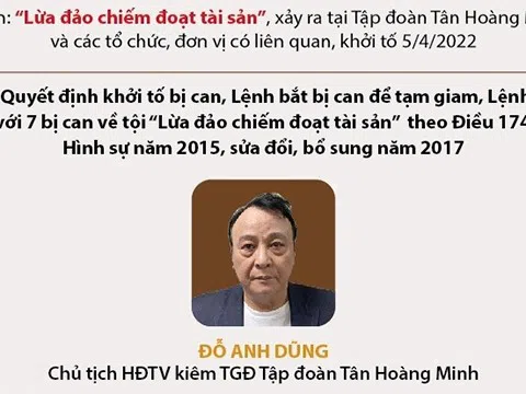 (Infographic) Khởi tố Chủ tịch Tập đoàn Tân Hoàng Minh Đỗ Anh Dũng và 6 đồng phạm