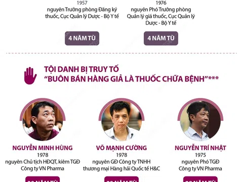 (Infographic) Vụ buôn bán thuốc giả: Nguyên Thứ trưởng Bộ Y tế Trương Quốc Cường bị tuyên phạt 4 năm tù