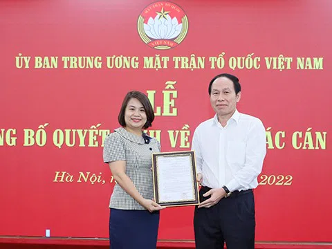 Ủy ban Trung ương MTTQ Việt Nam bổ nhiệm tân Trưởng ban Dân chủ - Pháp luật