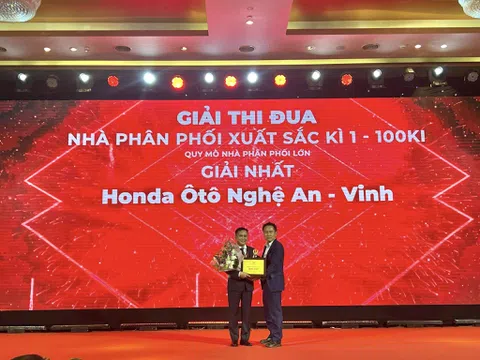 Honda ôtô Vinh đạt giải “Nhà phân phối xuất sắc nhất của Honda Việt Nam trong 6 tháng đầu năm 2023”